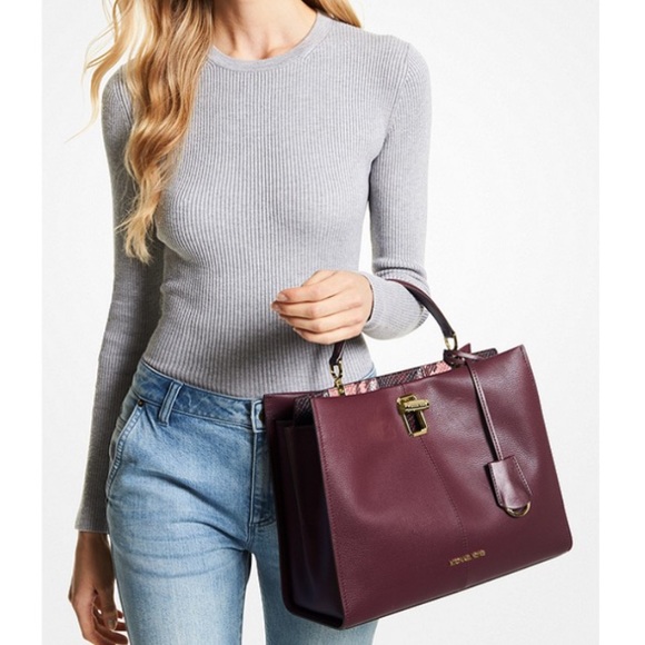 MICHAEL KORS PENELOPE LARGE TOP HANDLE MERLOT MULTI COLOR - Picture 3 of 16